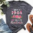 80 Year Old Made In 1944 Floral 80Th Birthday Women Bella Canvas T-shirt Heather Dark Grey