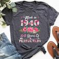 84 Year Old Made In 1940 Floral 84Th Birthday Women Bella Canvas T-shirt Heather Dark Grey