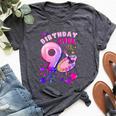 9Th Birthday Girl 9 Years Painting Art Number 9 Bella Canvas T-shirt Heather Dark Grey