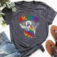 Ah Lgbt Gay Pride Jesus Rainbow Flag Bella Canvas T-shirt Heather Dark Grey
