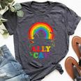 Allycat Lgbt Cat With Ally Pride Rainbow Bella Canvas T-shirt Heather Dark Grey