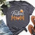 American Football Mom Leopard Print Football Player Mommy Bella Canvas T-shirt Heather Dark Grey