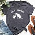 Animals Over People Animal Lover Vegan Plant Based Veganism Bella Canvas T-shirt Heather Dark Grey