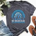 In April We Wear Blue Rainbow Autism Awareness Month Bella Canvas T-shirt Heather Dark Grey