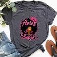 Aries Queen Birthday Afro Natural Hair Girl Black Women Bella Canvas T-shirt Heather Dark Grey