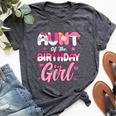 Aunt Of The Birthday Girl Cat Kitty Family Matching Bella Canvas T-shirt Heather Dark Grey