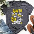 Auntie Of The Bee-Day Girl Birthday Party Matching Family Bella Canvas T-shirt Heather Dark Grey