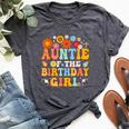Auntie Of The Birthday Girl Groovy Themed Family Matching Bella Canvas T-shirt Heather Dark Grey