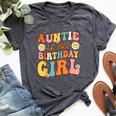 Auntie Of The Birthday Girl Niece Groovy Aunt Retro Theme Bella Canvas T-shirt Heather Dark Grey