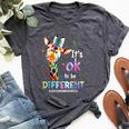 Autism Awareness Acceptance Giraffe Its Ok To Be Different Bella Canvas T-shirt Heather Dark Grey