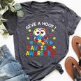 Autism Awareness Give A Hoot Owl Puzzle Bella Canvas T-shirt Heather Dark Grey