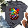 Autism Awareness Hand Black Woman Autism Mom Puzzle Piece Bella Canvas T-shirt Heather Dark Grey