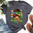 Autism Mom Afro Messy Bun Black Mom Life Bella Canvas T-shirt Heather Dark Grey