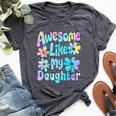 Awesome Like My Daughter Mommy Groovy Graphic Mother's Day Bella Canvas T-shirt Heather Dark Grey
