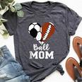 Ball Mom Heart Football Soccer Mom Bella Canvas T-shirt Heather Dark Grey