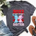 Becoming A Sister 2022 Bunny Baby Sibling Announcement Bella Canvas T-shirt Heather Dark Grey