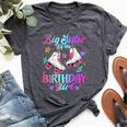 Big Sister Of The Birthday Girl Rolling Skate Family Party Bella Canvas T-shirt Heather Dark Grey