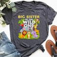 Big Sister Of The Wild One Birthday Zoo Animal Safari Jungle Bella Canvas T-shirt Heather Dark Grey