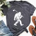 Bigfoot Golf Golfer Vintage Sasquatch Women Bella Canvas T-shirt Heather Dark Grey