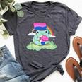 Bisexual Pride Bi Kawaii Frog Mushroom Bisexual Flag Lgbt Bella Canvas T-shirt Heather Dark Grey