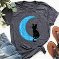 Black Cat Crescent Moon Sailor Mom Bella Canvas T-shirt Heather Dark Grey