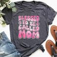 Blessed To Be Called Mom Mother's Day Groovy Bella Canvas T-shirt Heather Dark Grey