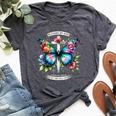 Blessed By God Loved By Jesus Christian Jesus Butterfly Bella Canvas T-shirt Heather Dark Grey