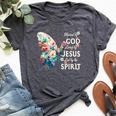 Blessed By God Loved By Jesus Floral Butterfly Christian Bella Canvas T-shirt Heather Dark Grey