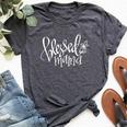 Blessed Mama Unique Present For Mom Hand Lettered Bella Canvas T-shirt Heather Dark Grey