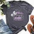 Bloom Where You Are Planted Dandelion Purple Up Military Kid Bella Canvas T-shirt Heather Dark Grey