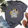 Boho Mystical Feathers Cat Moon Phases Cats Lovers Bella Canvas T-shirt Heather Dark Grey