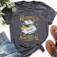 Book Adventure Library Student Teacher Book Bella Canvas T-shirt Heather Dark Grey