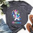 Brianna Name Personalized Custom Rainbow Unicorn Dabbing Bella Canvas T-shirt Heather Dark Grey