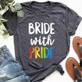 Bride With Pride Rainbow Lesbian Bachelorette Party Wedding Bella Canvas T-shirt Heather Dark Grey