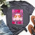 Bruh We Out Teacher Floral Hippie Smile Face Happy Last Day Bella Canvas T-shirt Heather Dark Grey