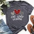 Buffalo Plaid One Loved Grandma Heart Valentine's Day Bella Canvas T-shirt Heather Dark Grey