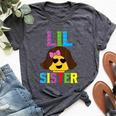 Building Blocks Lil Sister Master Builder Family Matching Bella Canvas T-shirt Heather Dark Grey