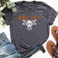 Bull City Durham Nc 919 North Carolina Bull Head Womens Bella Canvas T-shirt Heather Dark Grey