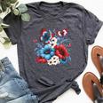 Butterfly Flowers Red White And Blue 4Th Of July Patriotic Bella Canvas T-shirt Heather Dark Grey