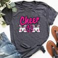 Cheer Mom Hot Pink Black Leopard Letters Cheer Pom Poms Bella Canvas T-shirt Heather Dark Grey