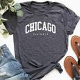 Chicago Illinois Vintage Varsity Style College Group Trip Bella Canvas T-shirt Heather Dark Grey