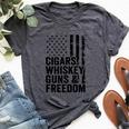 Cigars Whiskey Guns & Freedom Drinking Usa Flag Gun Bella Canvas T-shirt Heather Dark Grey