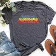 Cleveland City Gay Pride Rainbow Word Bella Canvas T-shirt Heather Dark Grey