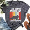 I Like Coffee And My Cat Maybe 3 People Vintage Maine Coon Bella Canvas T-shirt Heather Dark Grey