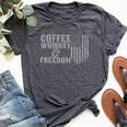 Coffee Whiskey And Freedom Vintage Rustic American Flag Bella Canvas T-shirt Heather Dark Grey