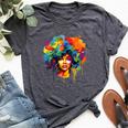 Colorful Afro Woman African American Melanin Blm Girl Bella Canvas T-shirt Heather Dark Grey