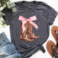 Coquette Pink Bow Cowboy Boots Cute Y2k N Girls Women Bella Canvas T-shirt Heather Dark Grey