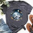 Cottagecore Aesthetic Frog Mushroom Moon Vintage Floral Bella Canvas T-shirt Heather Dark Grey