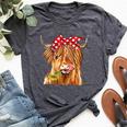 Cow Bandana Farm Animal Highland Cow Graphics Bella Canvas T-shirt Heather Dark Grey