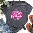 Cute 100Th Day Pink Teacher Girls 100 Days Of School Bella Canvas T-shirt Heather Dark Grey